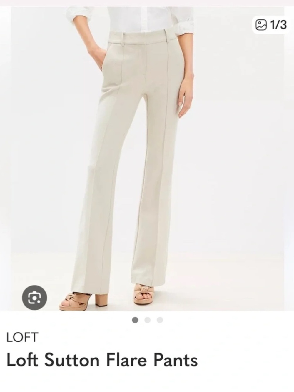 NWT Loft Flare Pants With Pintuck in Tan Twill